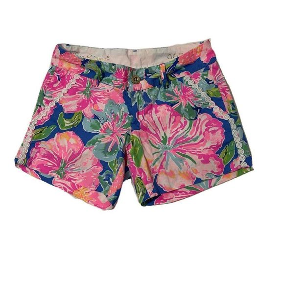 Lilly Pulitzer Callahan Short Pink Floral It's Always Summer Somewhere Size 00 - Picture 2 of 11